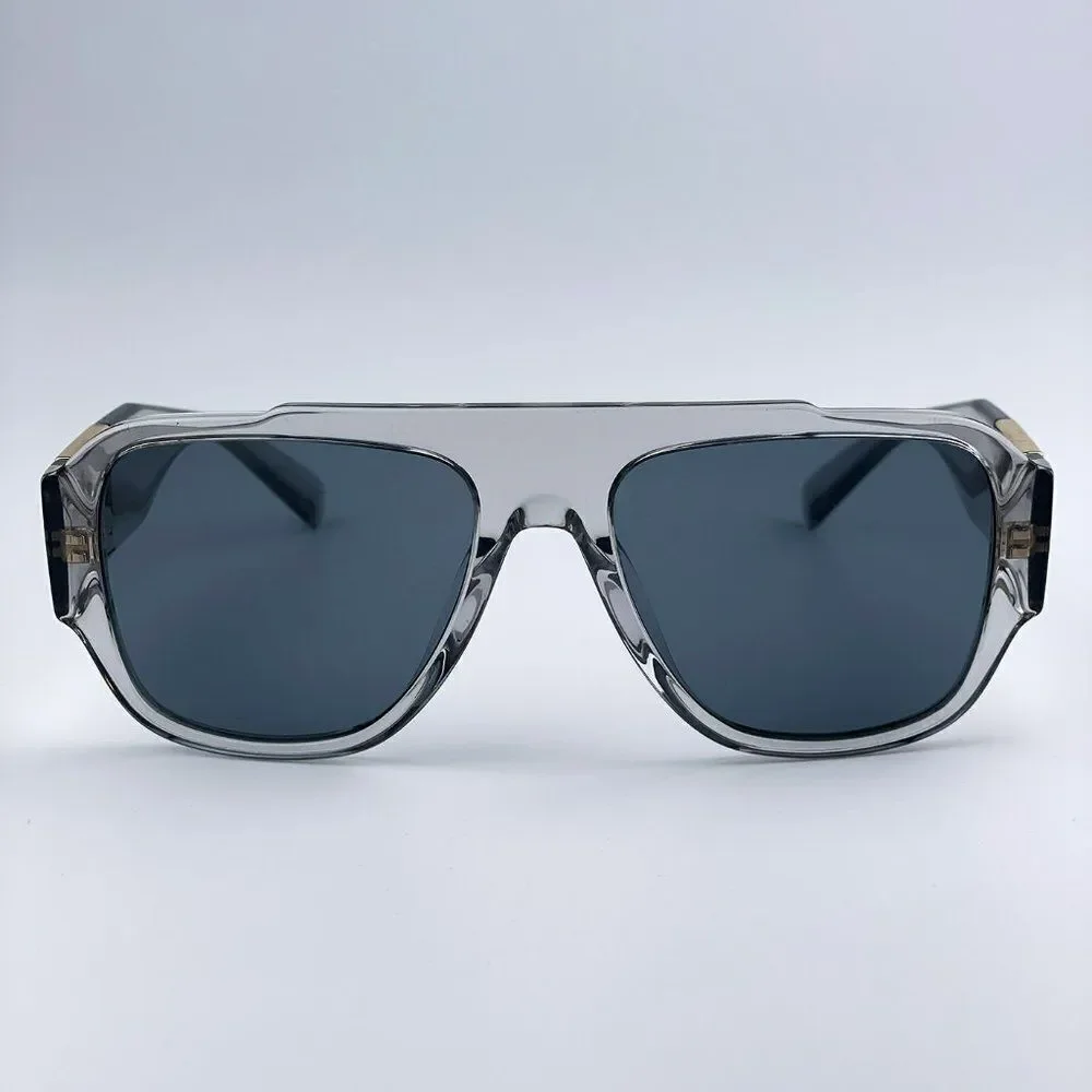 NEW Versace VE4436U 530580 Transparent Gray Blue Pilot Men Sunglasses